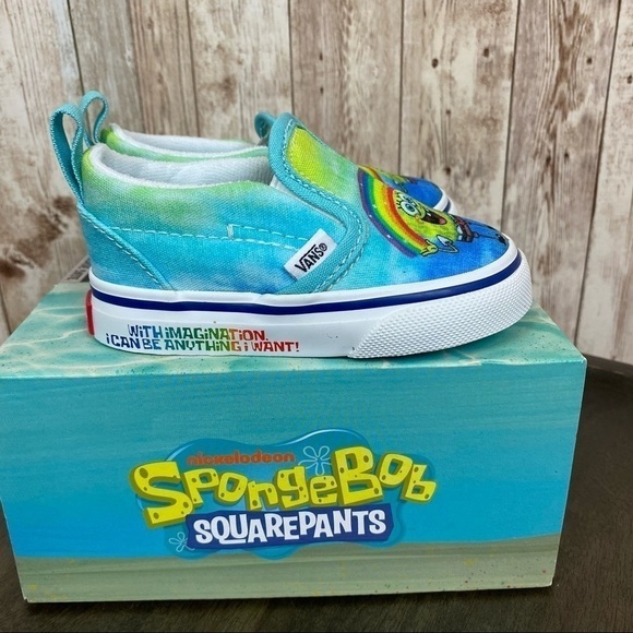 Vans x SpongeBob Slip On V Imaginaaation Sneakers Size 4 Toddler - Picture 6 of 14